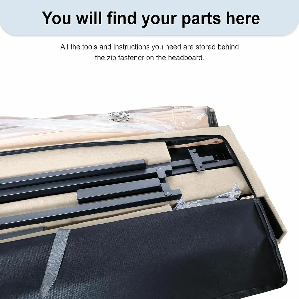 Double Bed Frame White Upholstered  135×190cm - Image 4