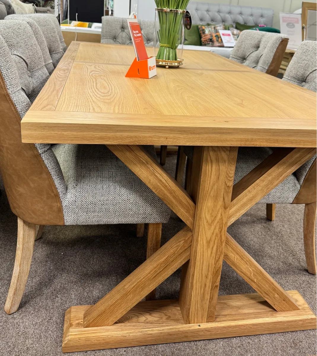 Large Oak Dining Table X Leg 200cm New - Image 2