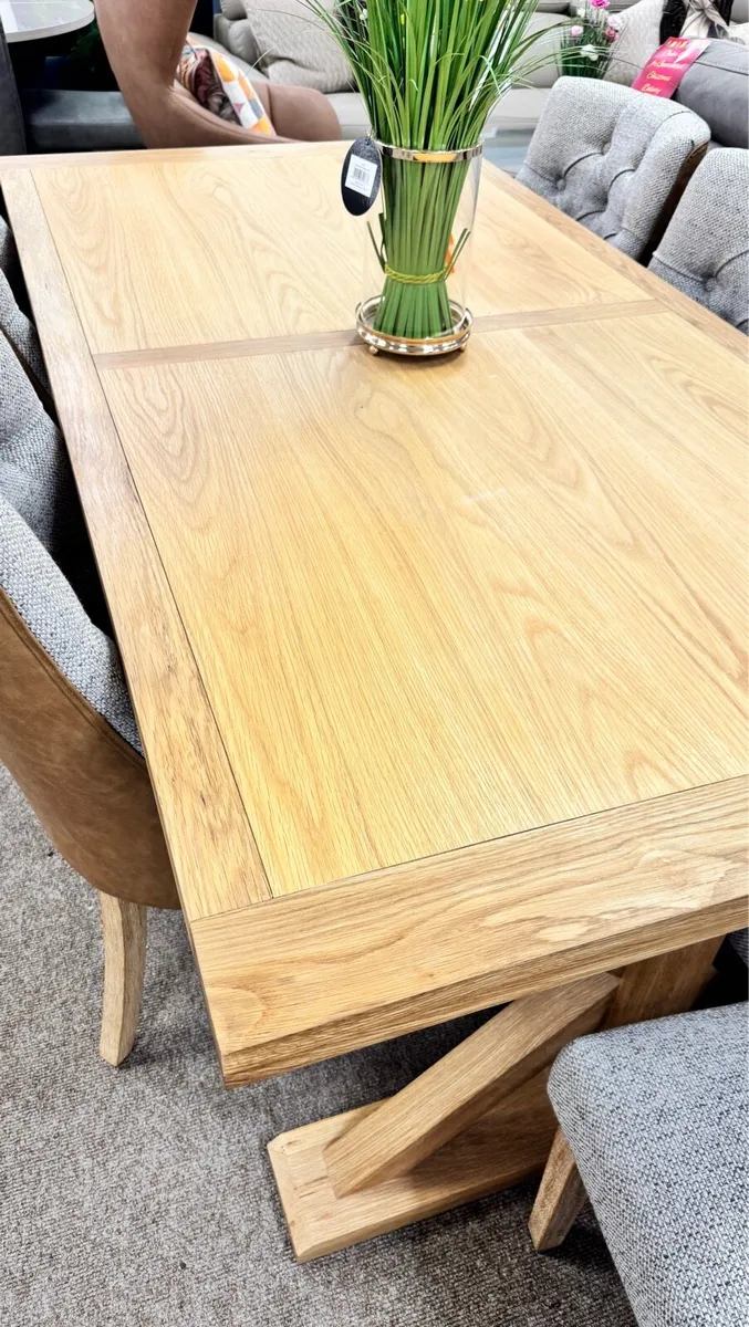 Large Oak Dining Table X Leg 200cm New - Image 3