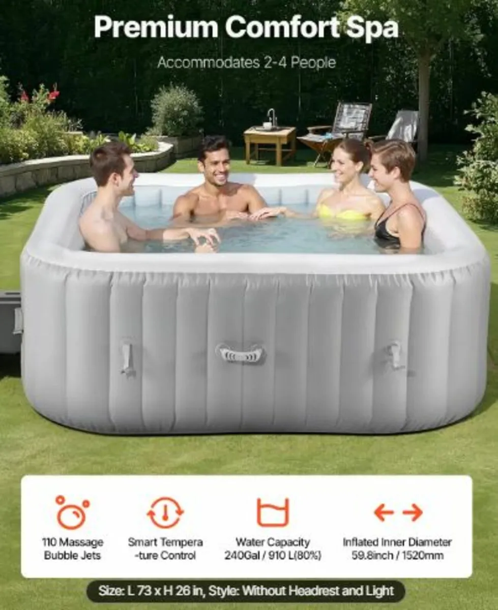 Inflatable Hot Tub, 4 to 6 Person Capacity, - Image 2