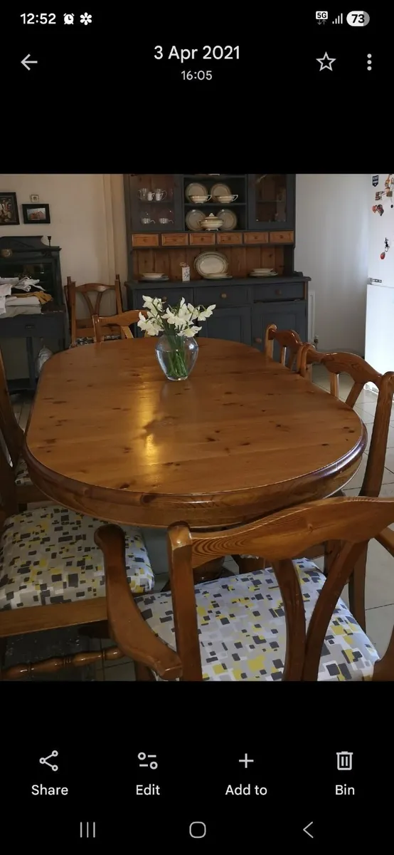 Dining table with eight chairs