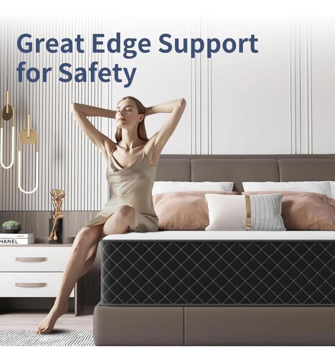 Single Mattress, 10 Inch Hybrid Mattress with Brea - Image 3