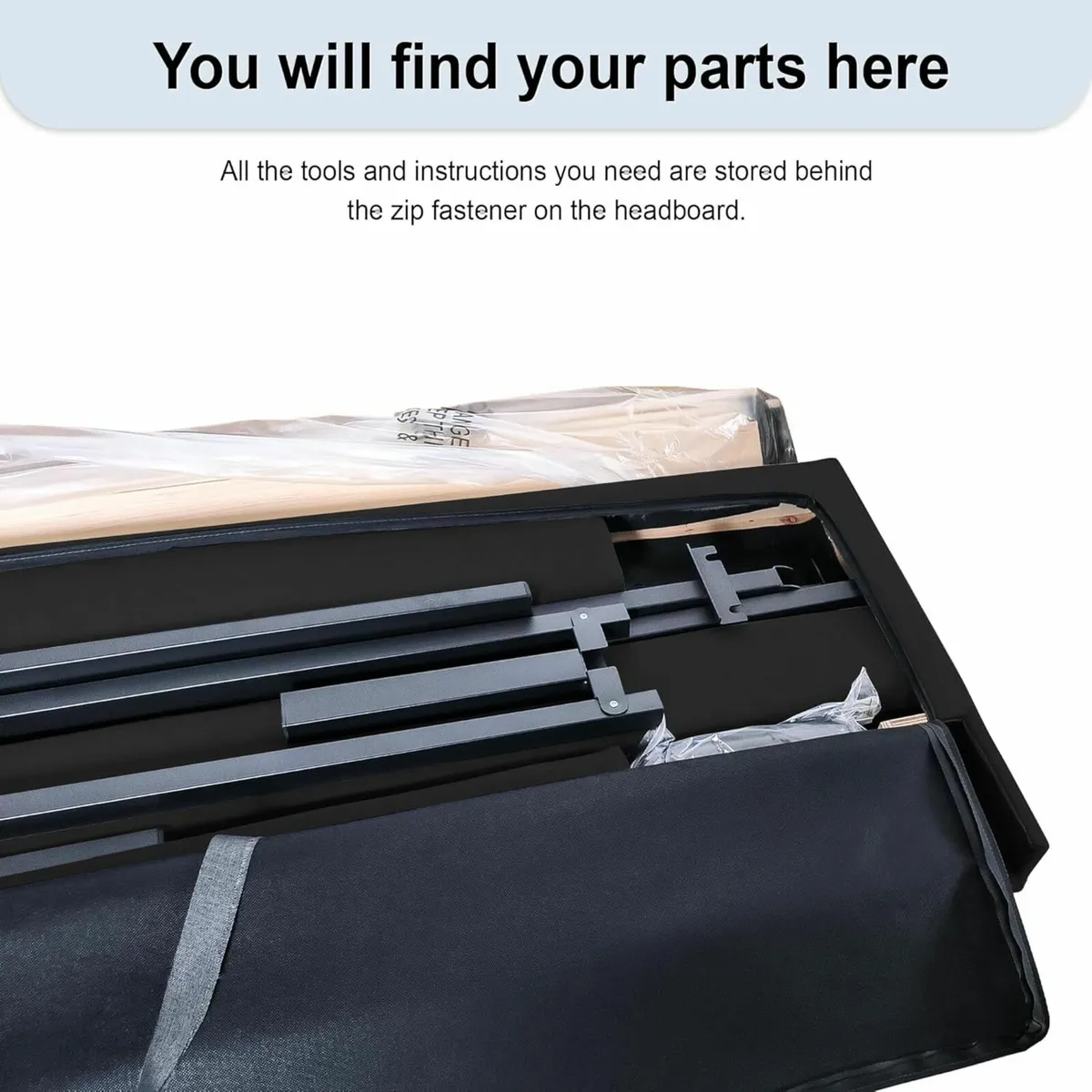 Double Bed Frame Upholstered Headboard 135×190cm - Image 3