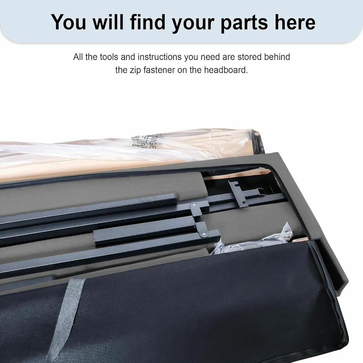 Double Bed Frame Light Grey Upholstered 120×190cm - Image 3