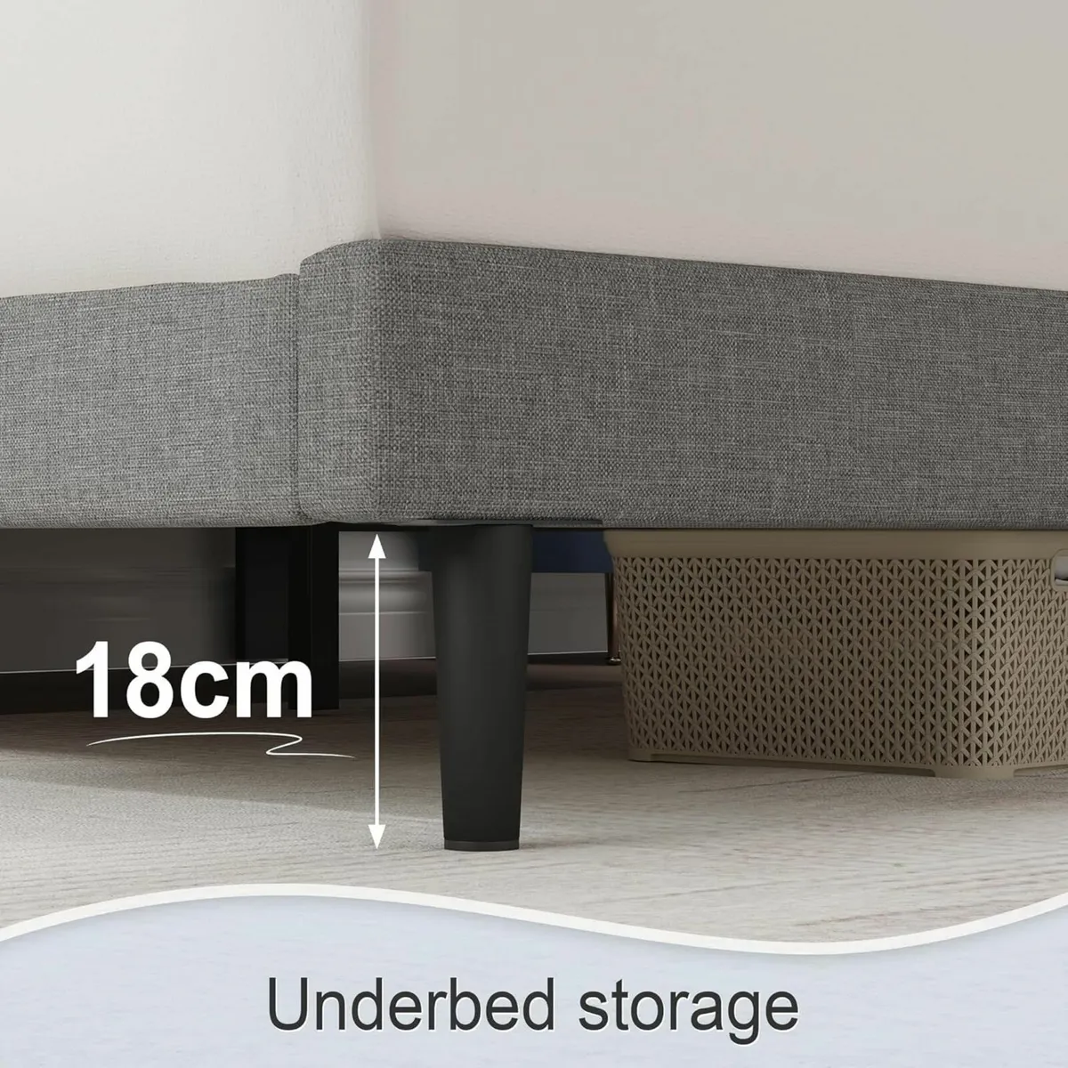 Double Bed Frame Light Grey Upholstered 120×190cm - Image 4