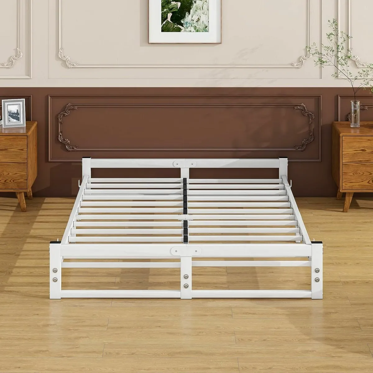 Double Bed Frame,4ft6 Floor Bed White 135x190cm - Image 3