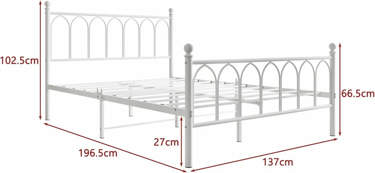 Double Metal Bed Frame 135x190 cm Headboard - Image 3