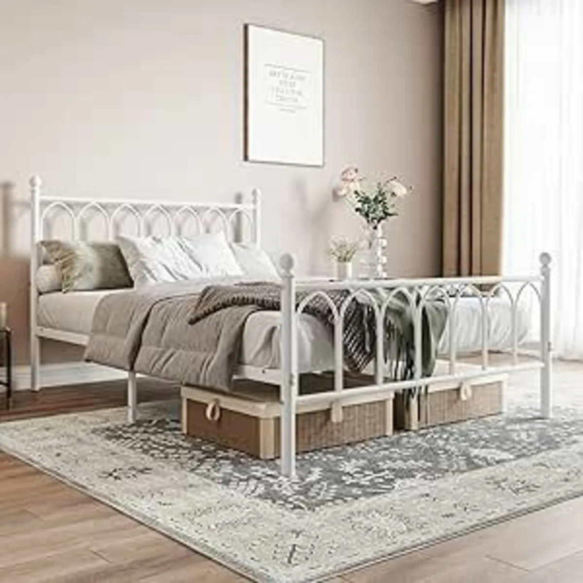 Double Metal Bed Frame 135x190 cm Headboard - Image 4