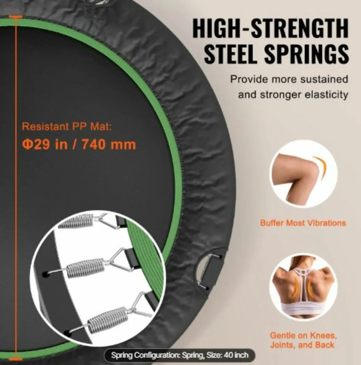 Foldable Mini Trampoline,40 Inch Fitness Rebounder - Image 2