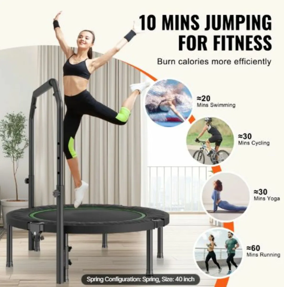Foldable Mini Trampoline,40 Inch Fitness Rebounder - Image 3
