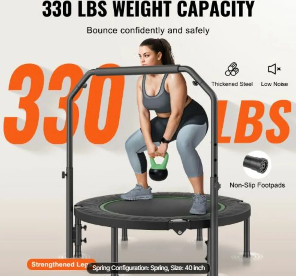 Foldable Mini Trampoline,40 Inch Fitness Rebounder - Image 4