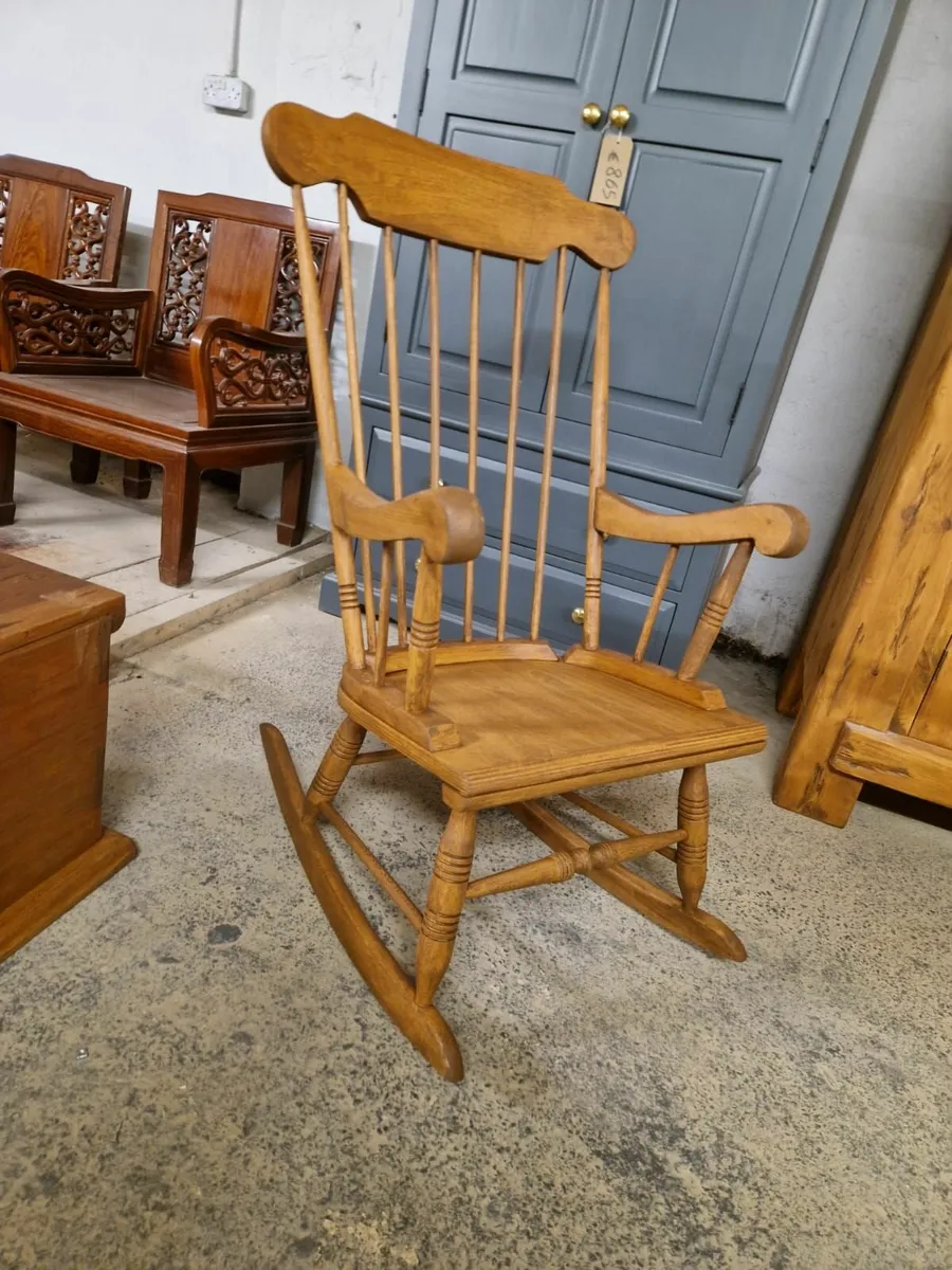 Vintage Eastern European oak rocking chair
