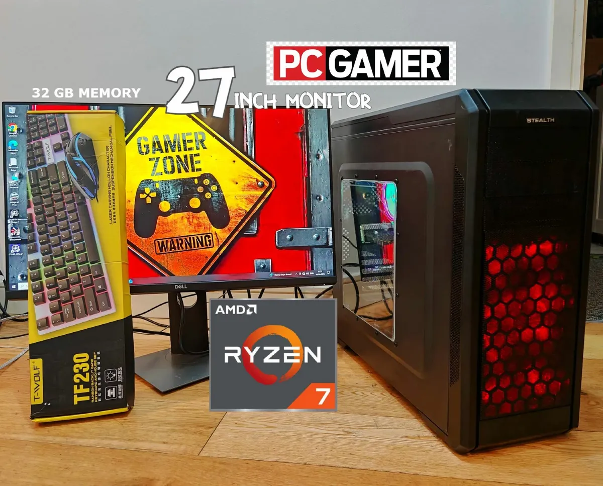 RYZEN 7 PC GAMING COMPUTER ATX MONITOR 27 INCH - Image 1
