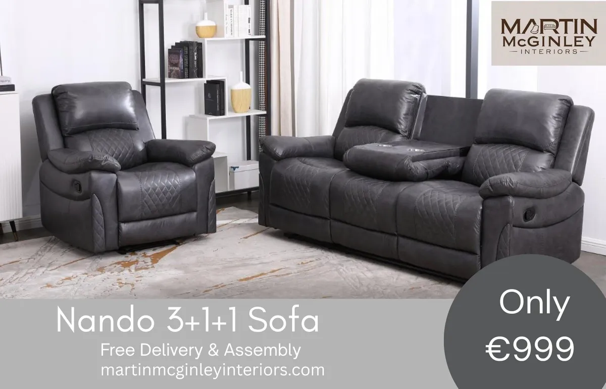 New Nando Fabric Sofa Sets 3+1+1 Grey - Image 1
