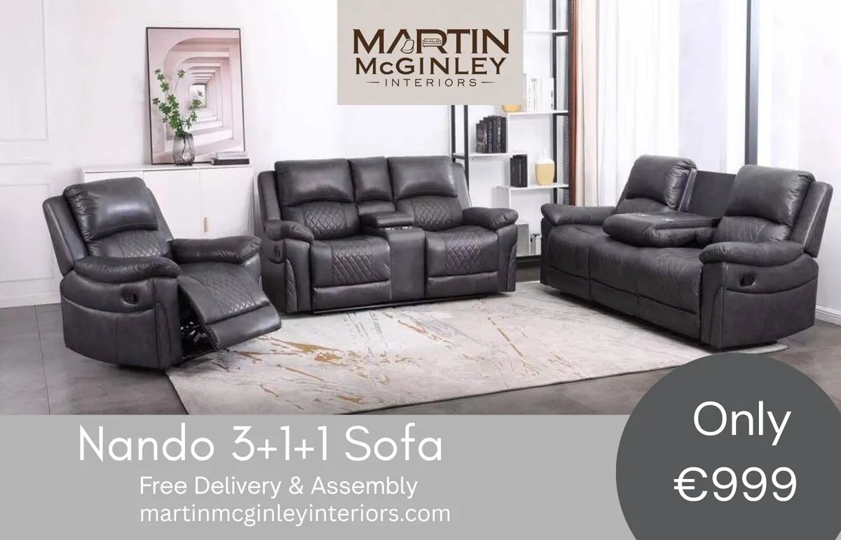 New Nando Fabric Sofa Sets 3+1+1 Grey - Image 2