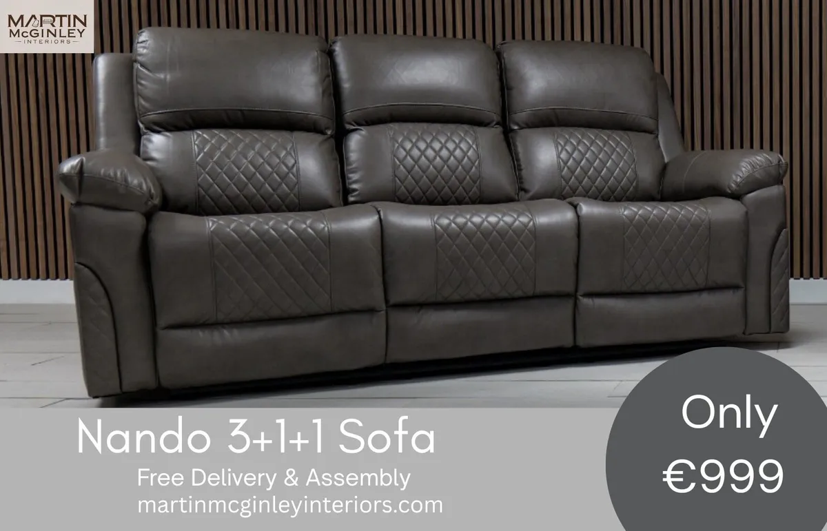 New Nando Fabric Sofa Sets 3+1+1 Grey - Image 3