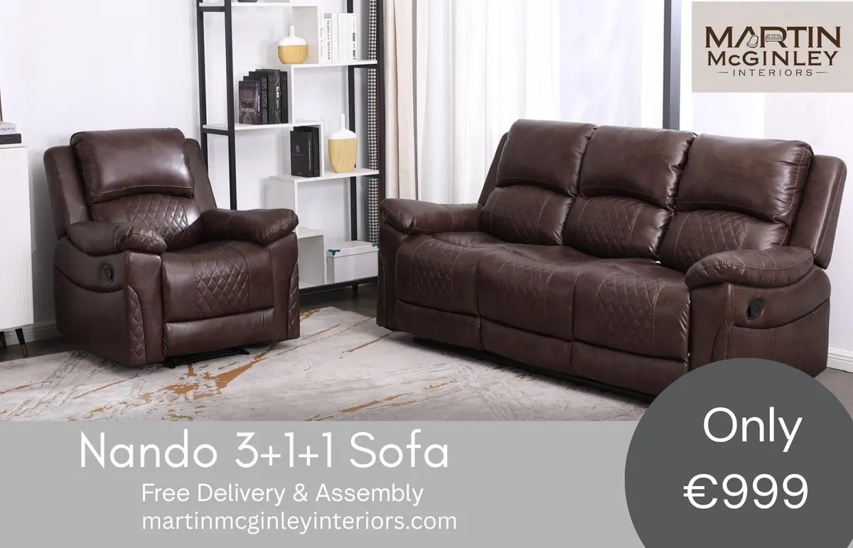 New Nando Full Sofa Set 3+1+1 Brown - Image 1