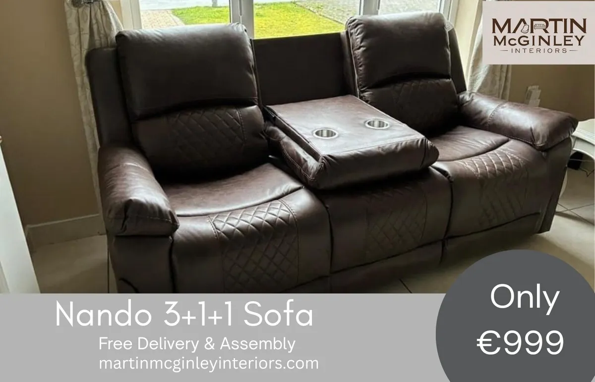 New Nando Full Sofa Set 3+1+1 Brown - Image 3