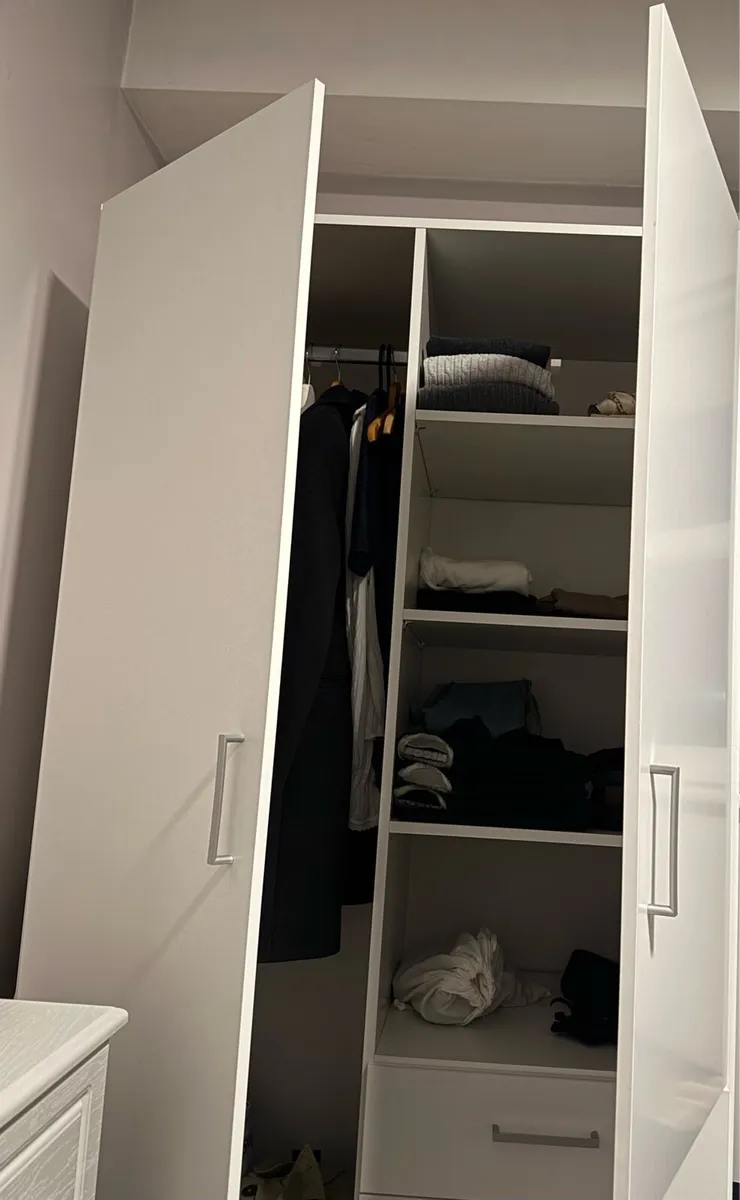 Wardrobe FANDRUP 97x176 2 doors 3 drawers white - Image 4