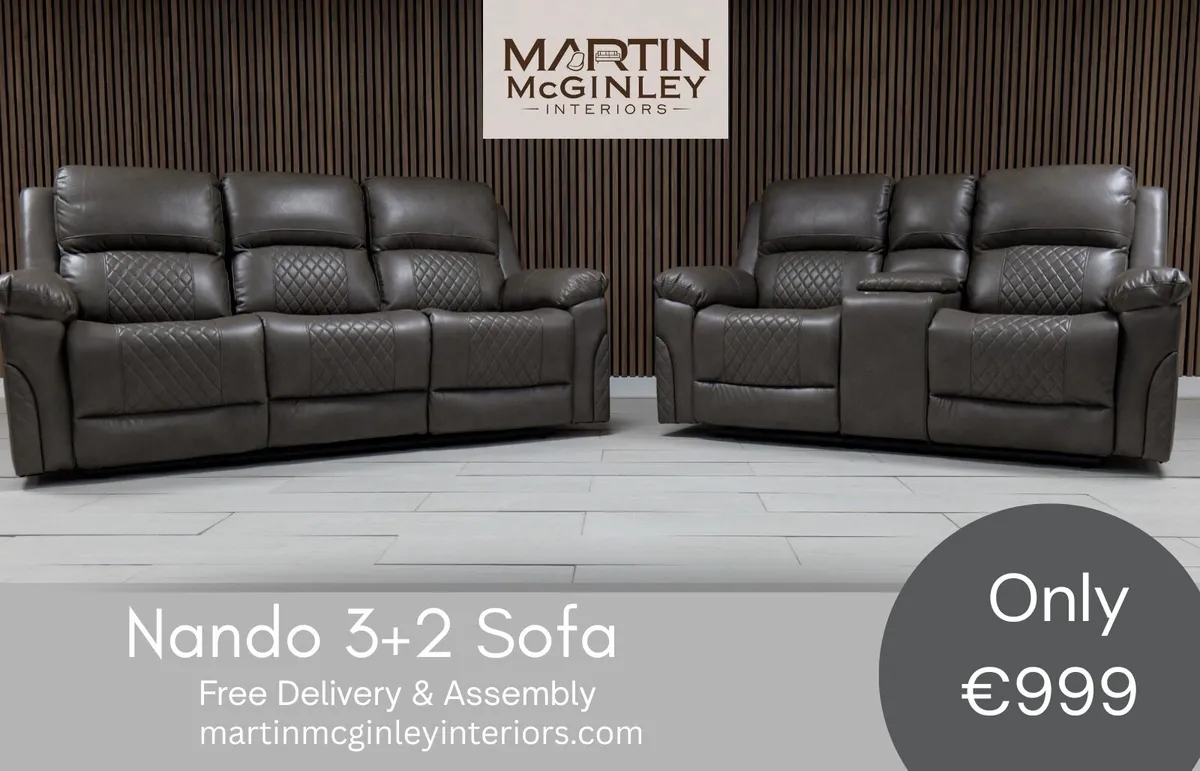 New Nando 3+2 Full Recliner Suede Fabric Grey - Image 1