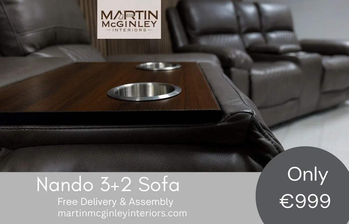 New Nando 3+2 Full Recliner Suede Fabric Grey - Image 4