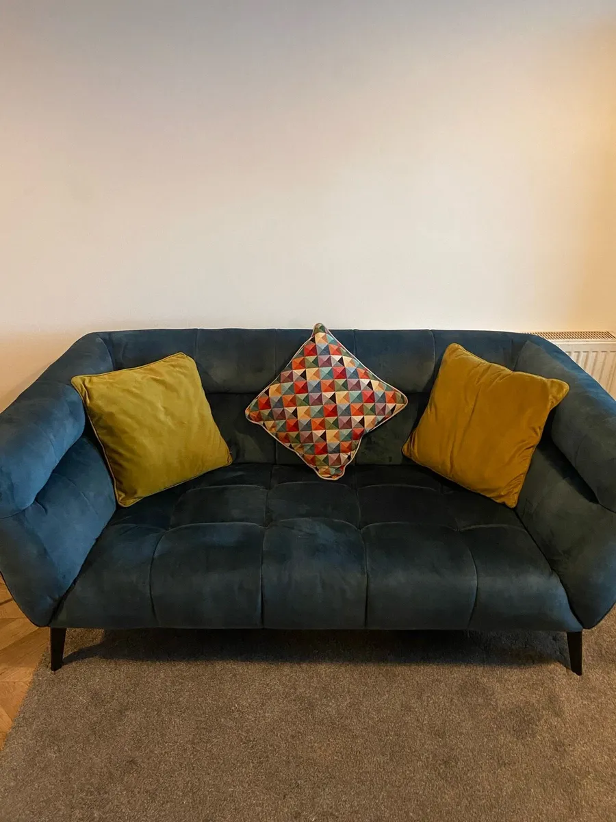 Teal 2 seater sofa - Image 3