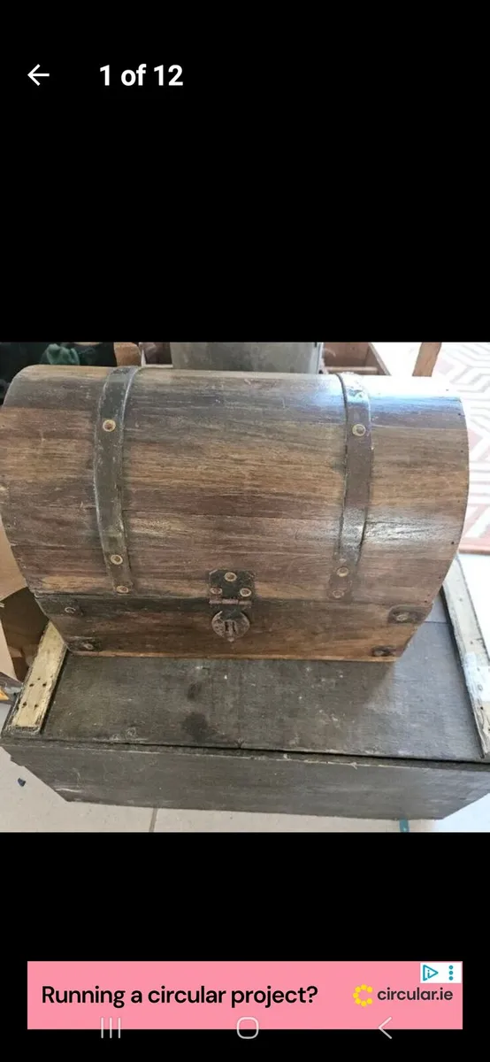 Antique hardwood storage box - Image 1