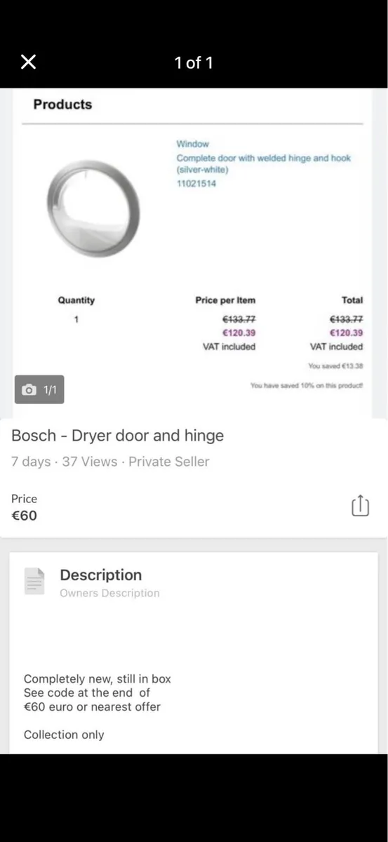 Bosch - Dryer Door & Hinge