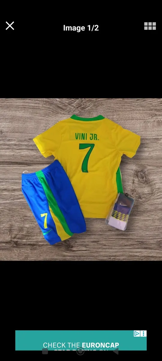 BRAZIL ( VINI JR 7 ) KIDS FULL KIT, SIZE : 10/11 - Image 2