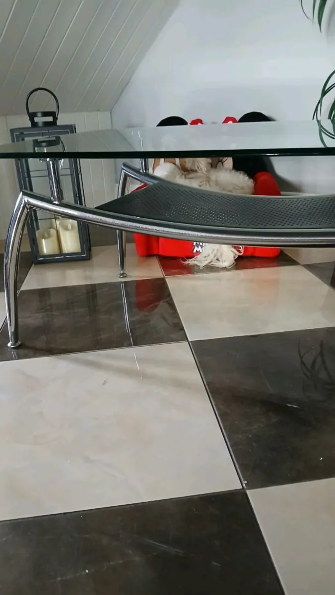 Large long chrome glass table - Image 3