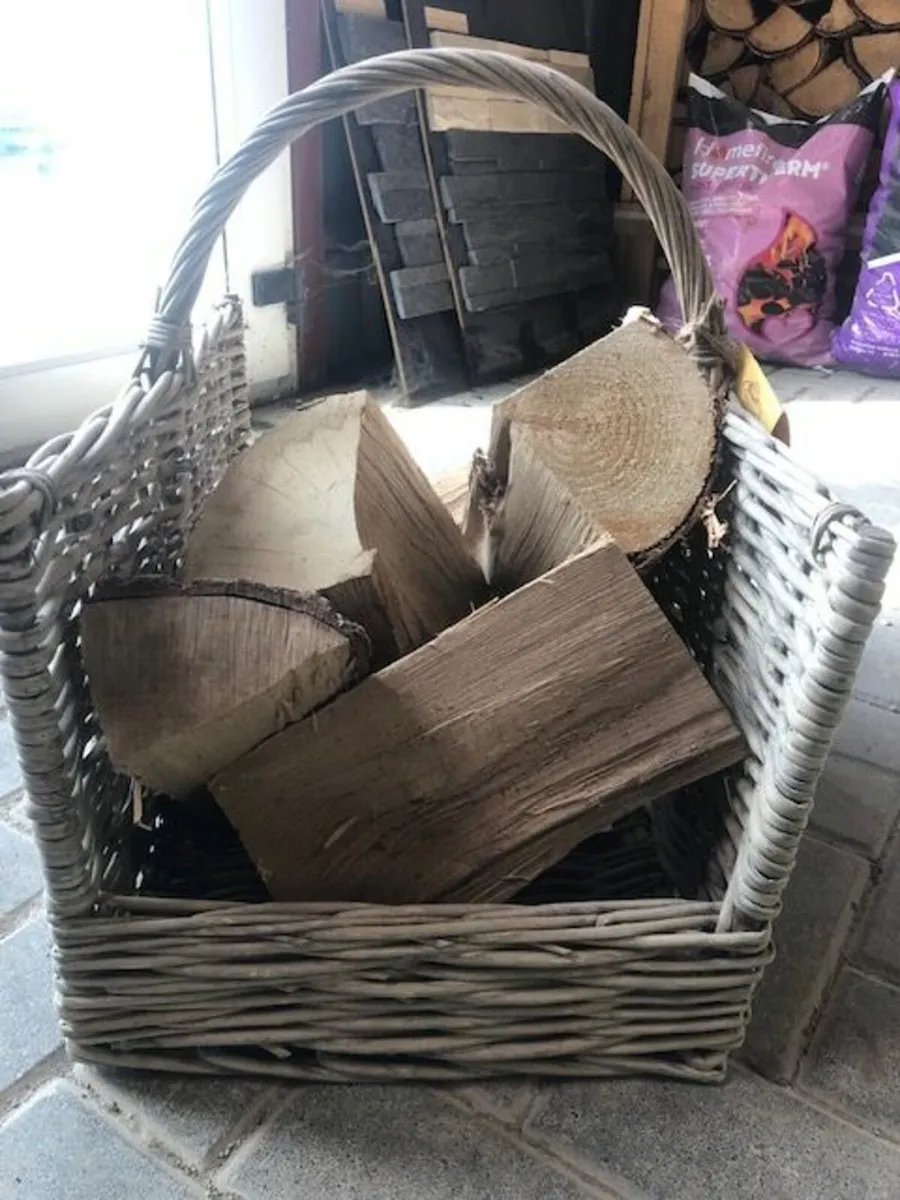 Wood log basket Grey - Image 1