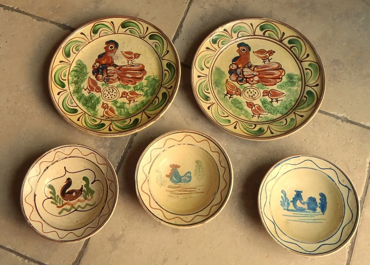 Rustic French Vintage Pottery Charger Plates - Image 1