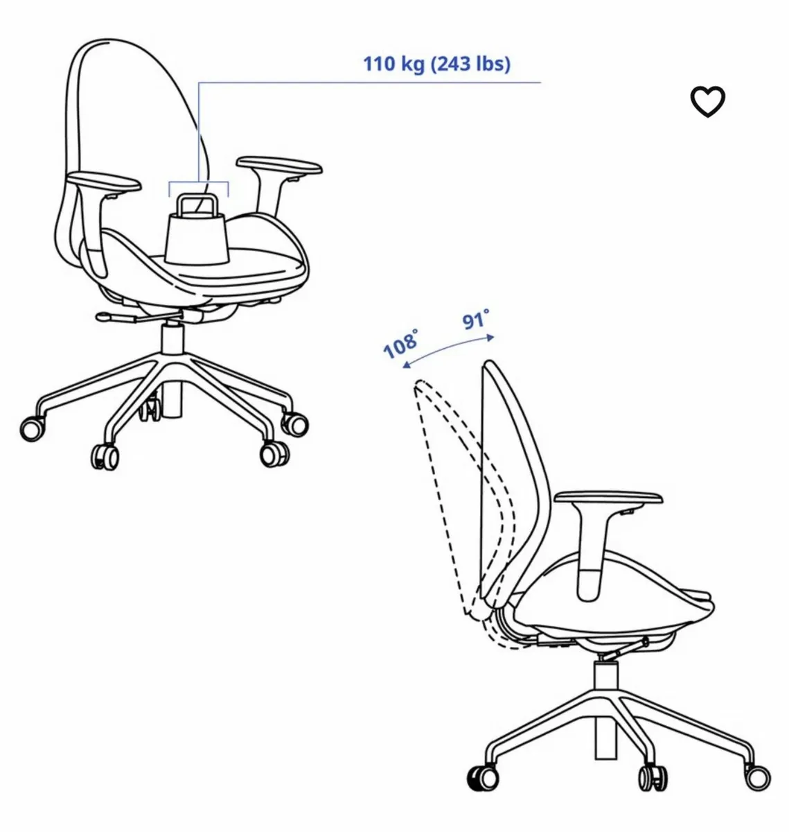 Office chair with armrests. - Image 4