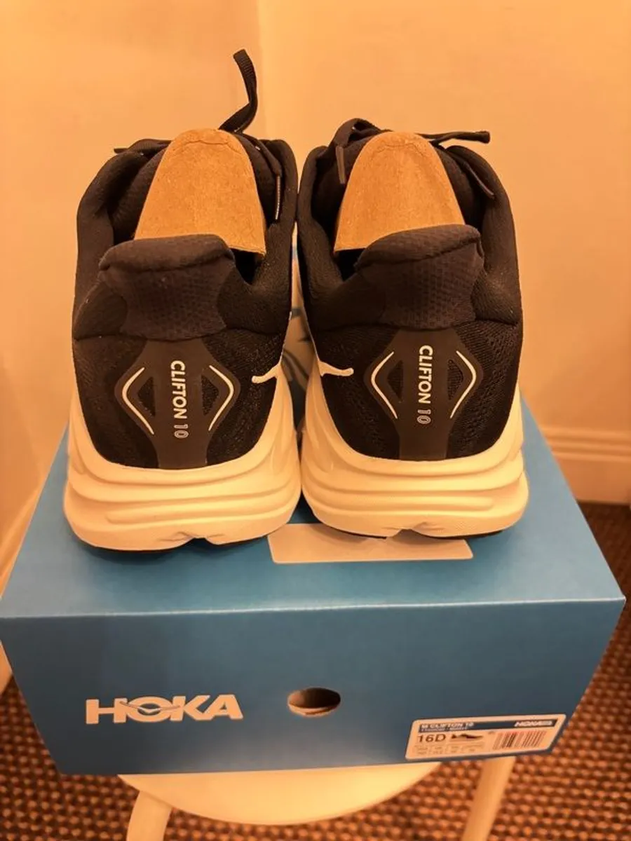 2 PAIRS Hoka Runners - SIZE UK 15.5 - Unused, Original Box + Receipt (Bondi 9 - Clifton 10) - Image 2