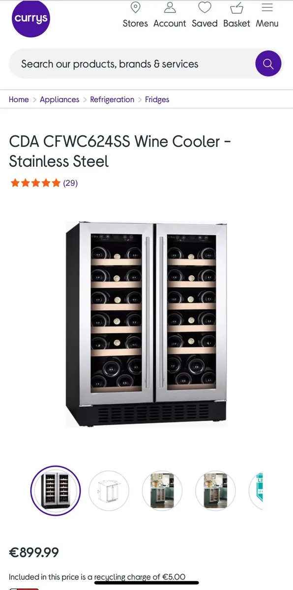 CDA Wine Cooler Fridge Stainless Steel CFWC624SS - Image 4