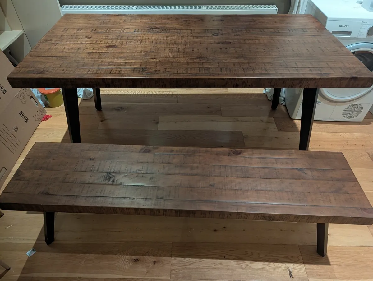 Ez Living rustic wood dining table 1.8m + bench - Image 3