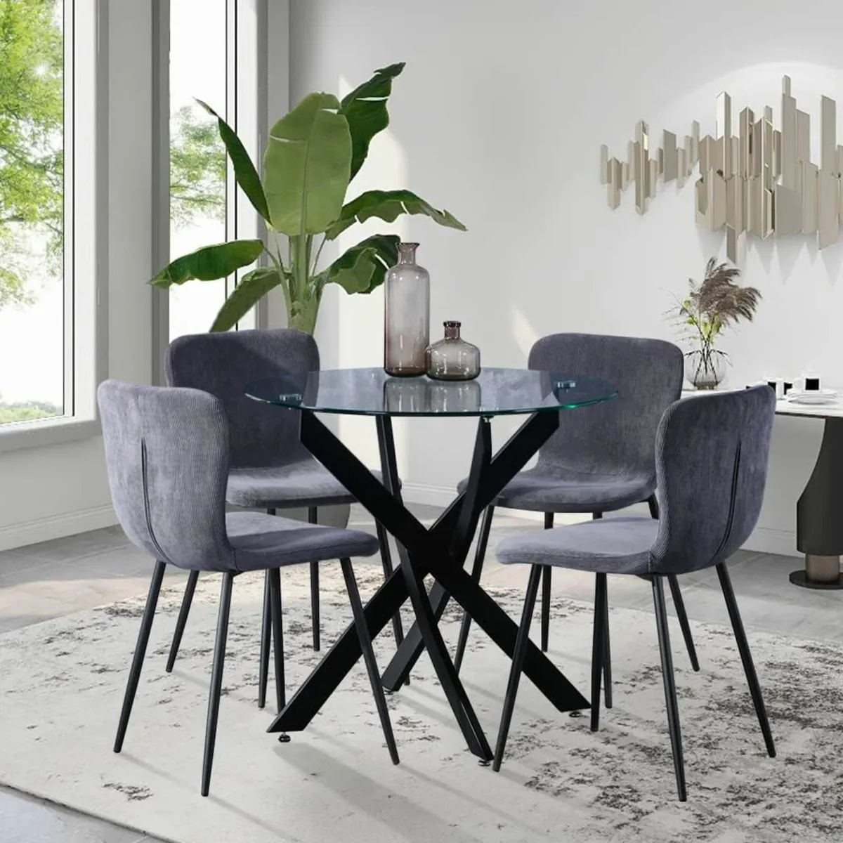 Round Dining Table Office Kitchen Black/80cm - Image 1