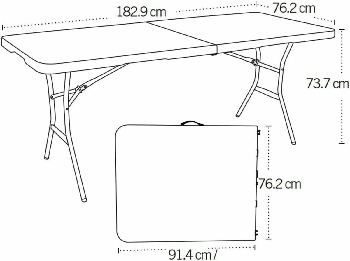 6 ft/1.83 m Fold-in-Half Table Dining Table White - Image 3