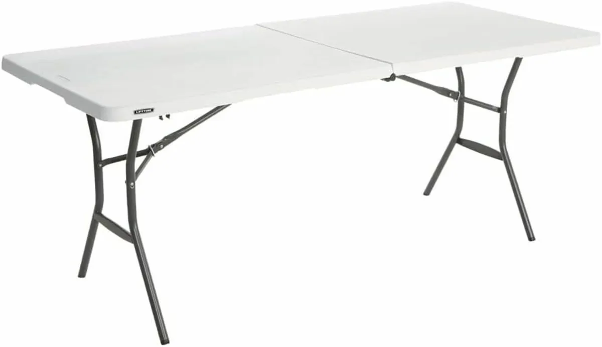 6 ft/1.83 m Fold-in-Half Table Dining Table White - Image 4