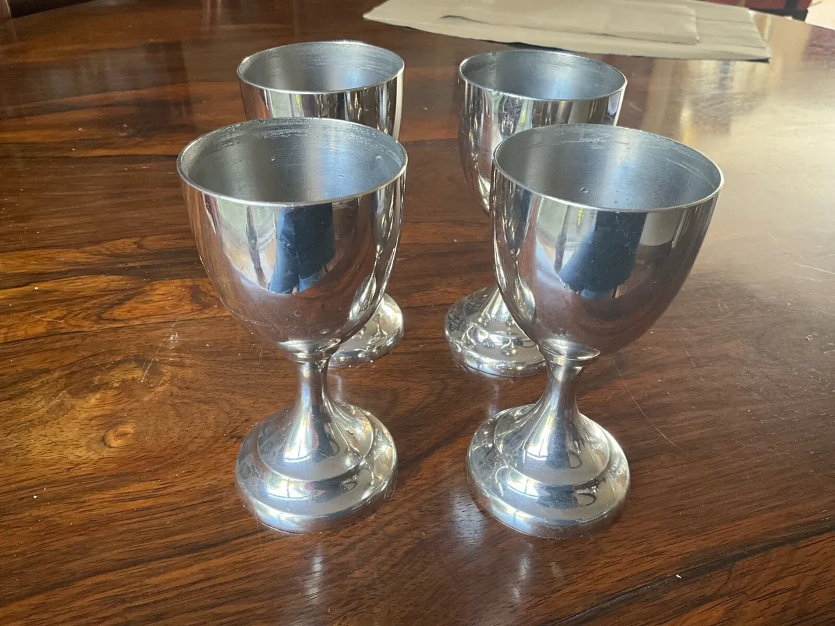 Set of 4 Silver Plate Goblets - Image 1