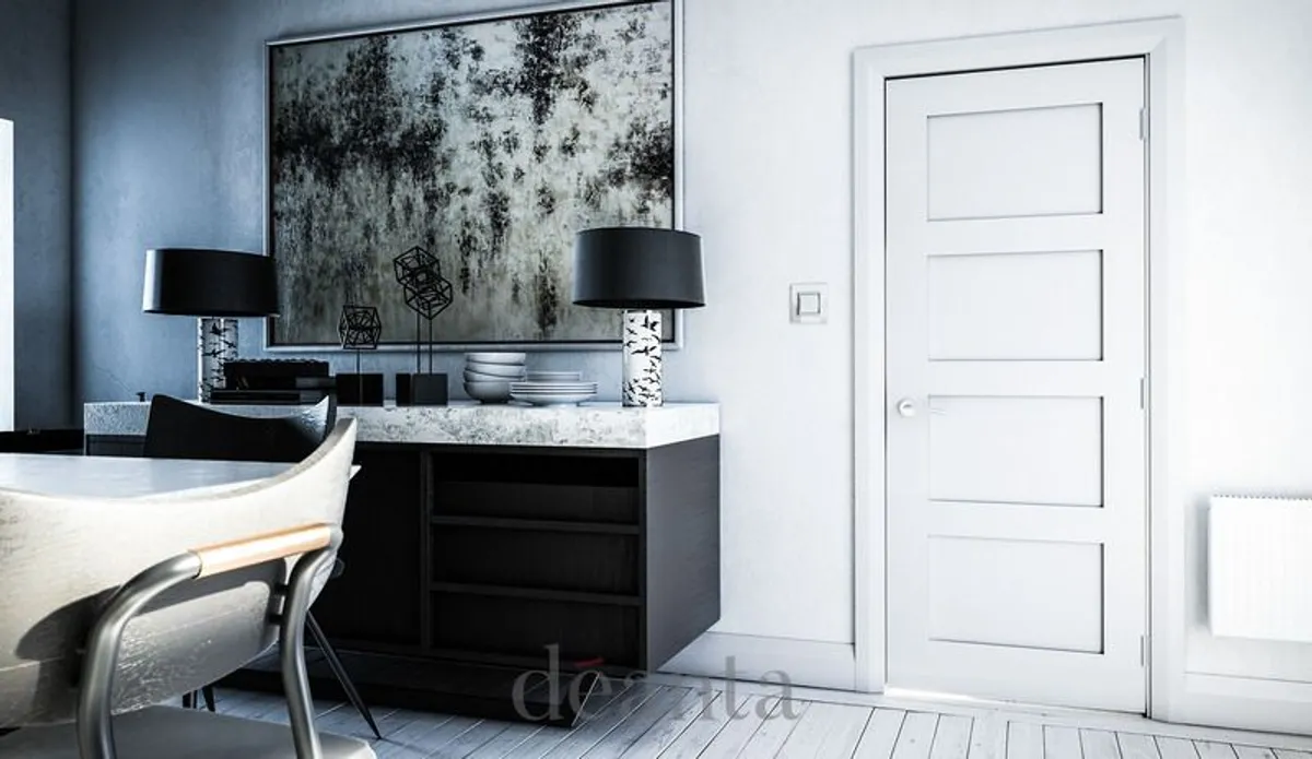 Primed White 4 panel door - Image 1