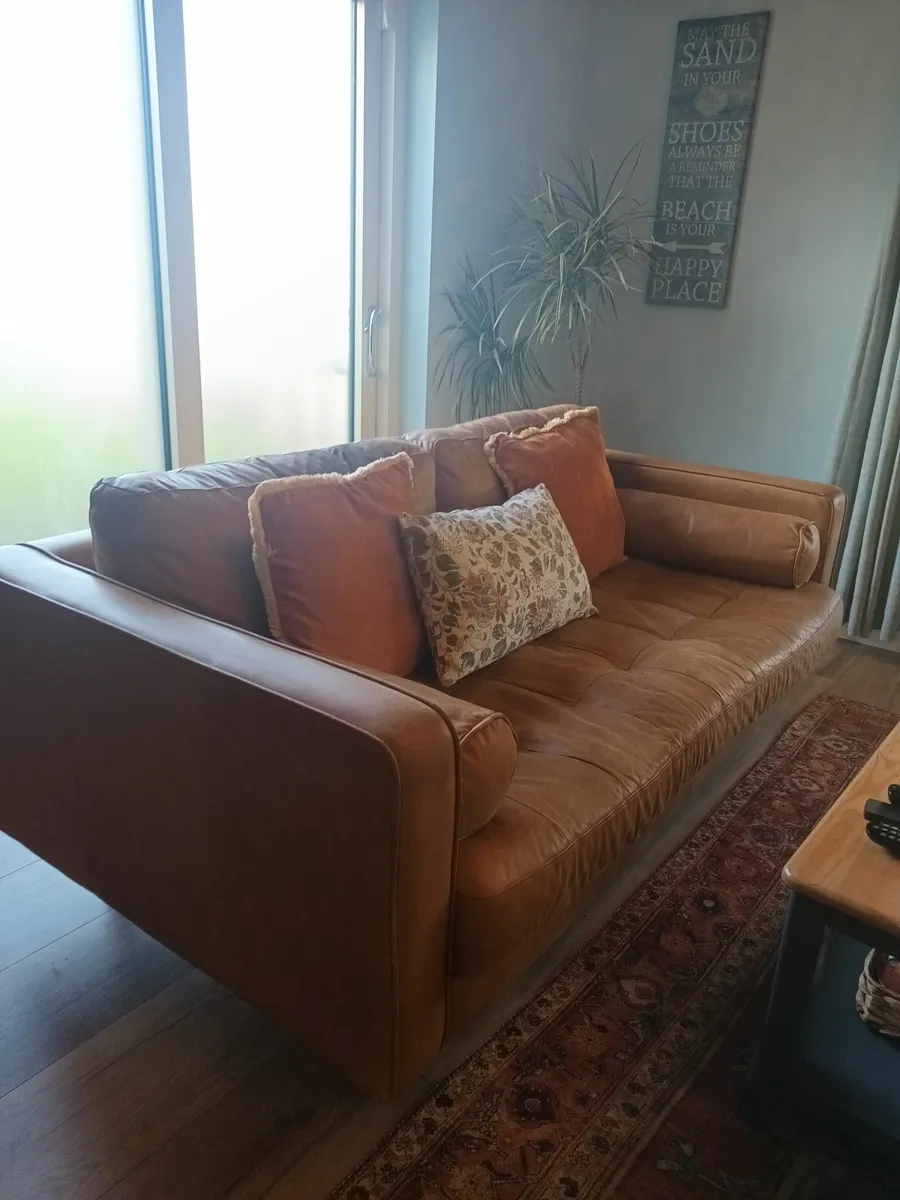 EZ Living brown leather sofa - Image 1