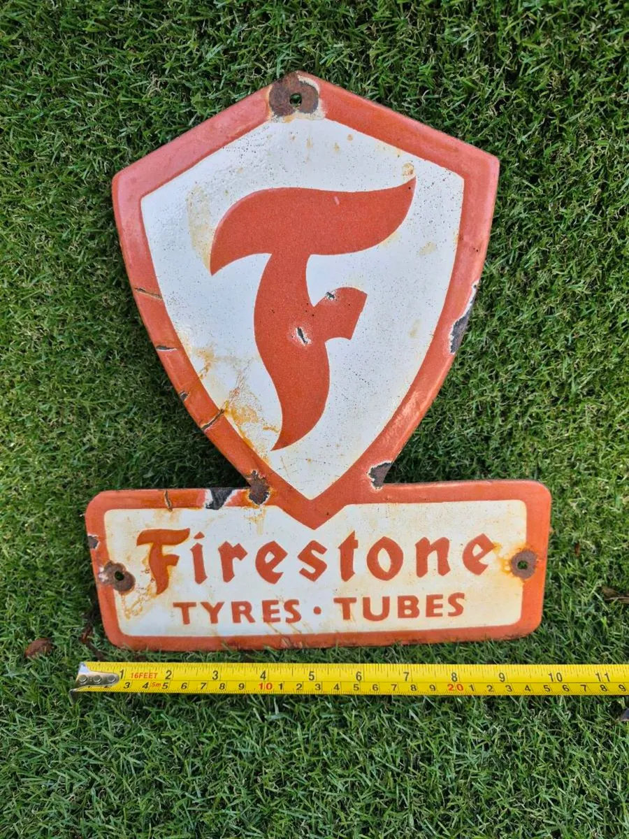 Enamel firestone metal sign - Image 1