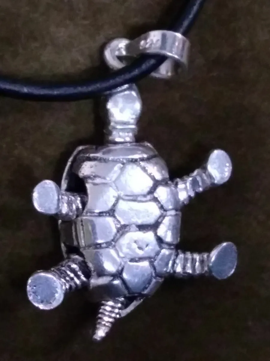 Vintage 925 Silver Tortoise Turtle Necklace - Image 4