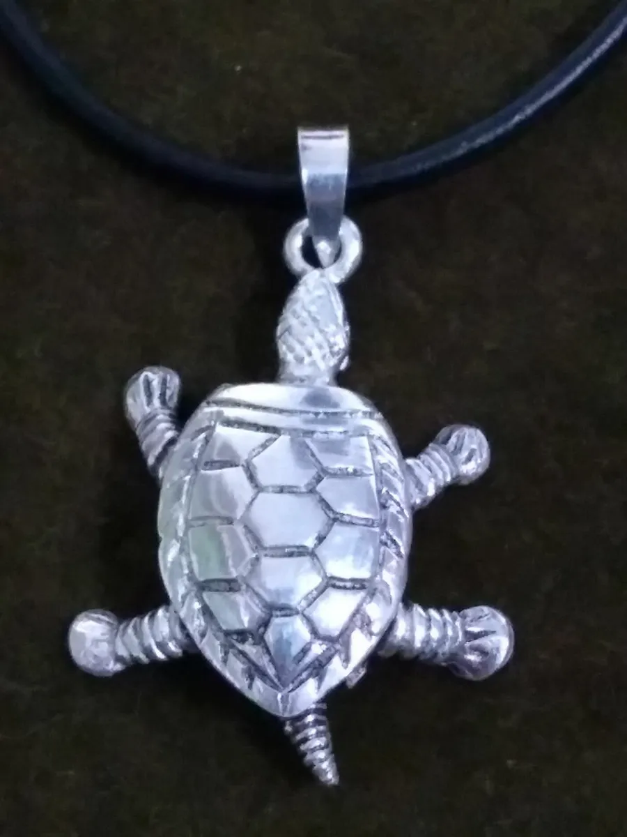 Vintage 925 Silver Tortoise Turtle Necklace - Image 1