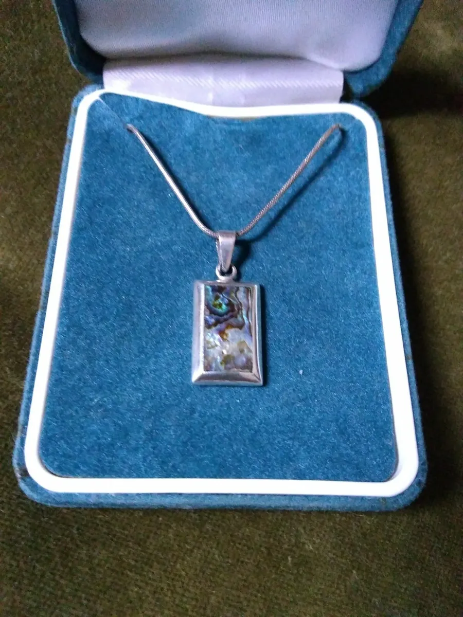 Vintage 925 Silver & Abalone Shell Necklace - Image 1