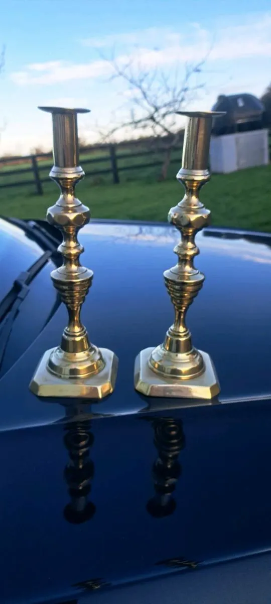2 original brass candle stick holders
