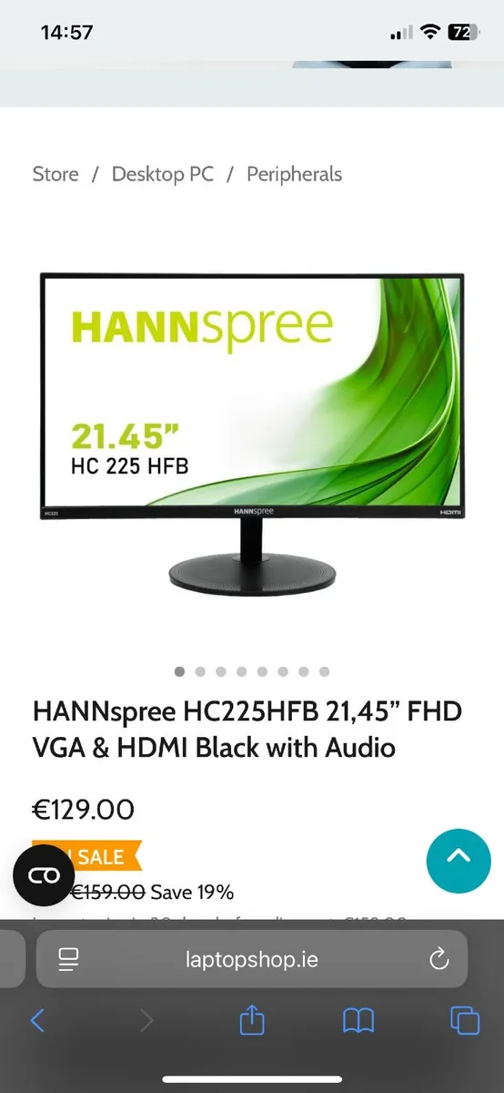 HANNspree HC225HFB 21,45” FHD VGA & HDMI Black wit - Image 2