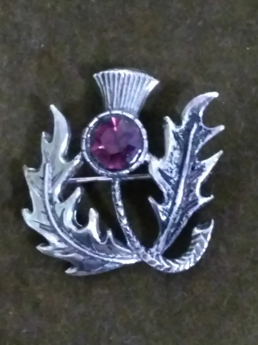 Vintage Pewter Scottish Thistle Brooch - Image 1