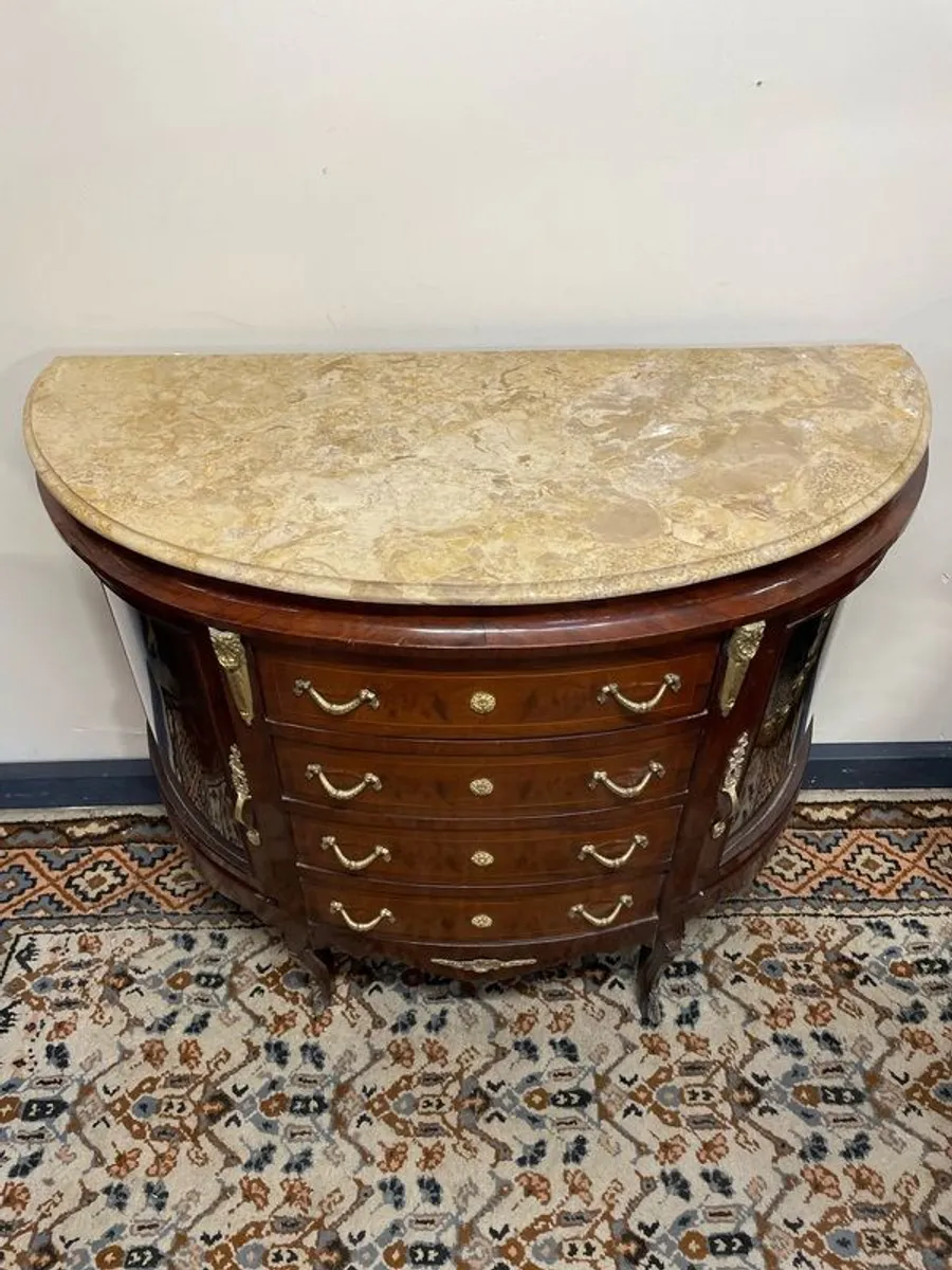 Demilune Marble Top Mahogany Commode - Image 2
